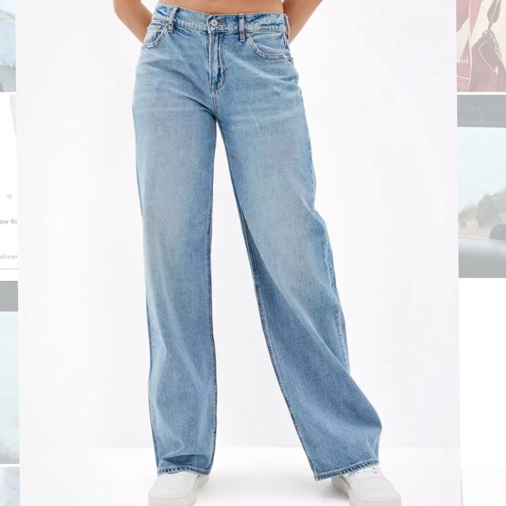 Aerie/American Eagle Low-Rise Baggy Wide Leg Jeans